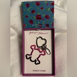 Betsey Johnson Pink and Black Skull Keychain